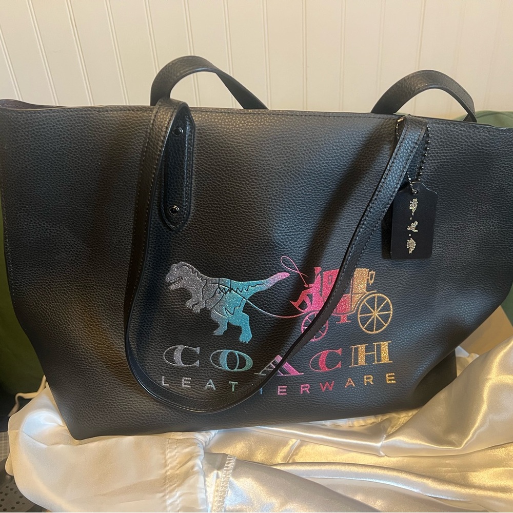 Rare Coach Rexy rainbow carriage  Black Tote